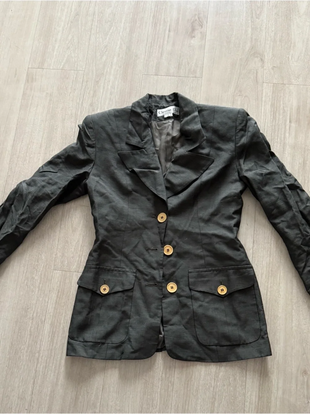 Dior Black Women's Tailored Blazer with Gold Buttons